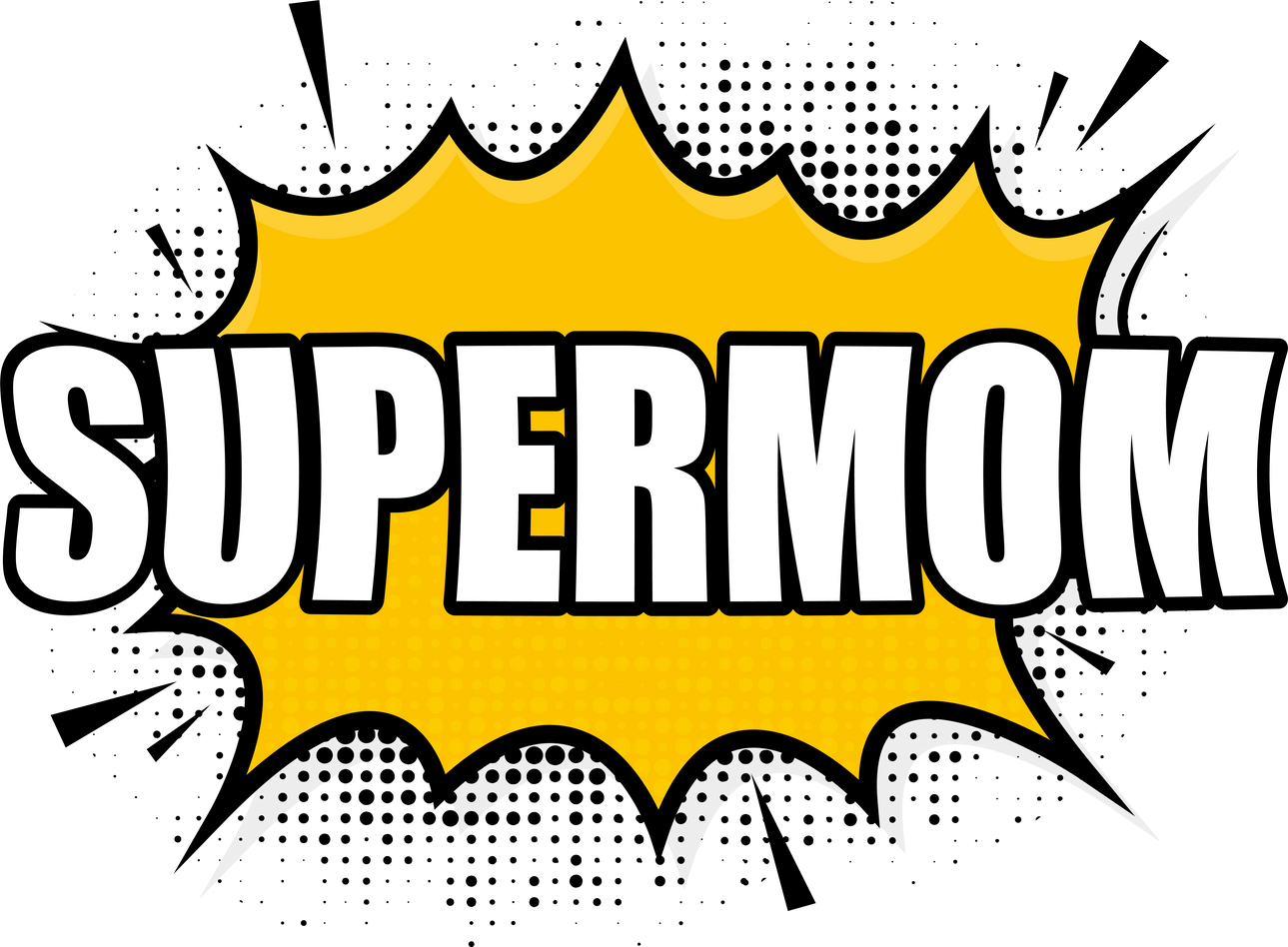 Supermom logo template. Frame with divergent rays. Super mom